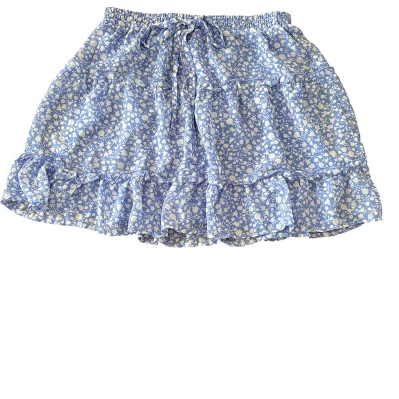 Sienna Sky Light Blue Floral Mini Skirt - Picture 1 of 4